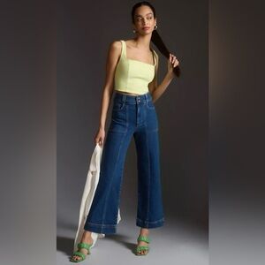 NWT PILCRO
The Skipper Seamed High-rise Cropped Wide-leg Jeans size 28